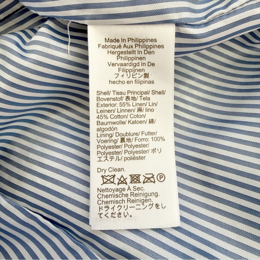 J. Crew Factory Herringbone One Button Blue White Blazer Size 4 - Picture 11 of 12